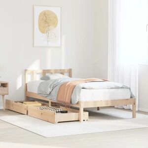 vidaXL Bed Frame with Drawers - 100x200 cm - Solid Wood - Bed Type vidaXL Bed Frame with Drawers - 100x200 cm - Solid Wood - Bed Type