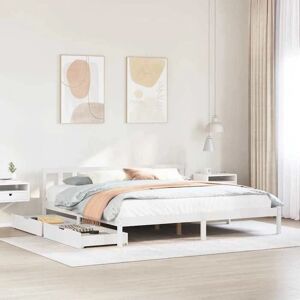vidaXL White 180x200cm Bed Frame with Drawers - Solid Wood vidaXL White 180x200cm Bed Frame with Drawers - Solid Wood