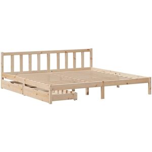 vidaXL Bed Frame with Drawers - 200x200 cm Solid Wood Pine Bed Type vidaXL Bed Frame with Drawers - 200x200 cm Solid Wood Pine Bed Type