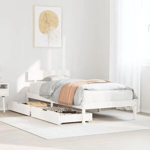 vidaXL White 100x200cm Bed Frame with Drawers - Bed Type vidaXL White 100x200cm Bed Frame with Drawers - Bed Type
