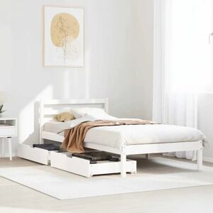 vidaXL Bed Frame with Drawers White 100x200 cm Solid Wood Pine - Bed Type vidaXL Bed Frame with Drawers White 100x200 cm Solid Wood Pine - Bed Type