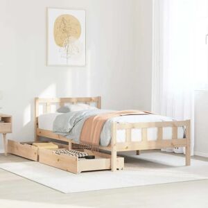 vidaXL Pine Wood Bed Frame with Drawers - Bed Frame vidaXL Pine Wood Bed Frame with Drawers - Bed Frame