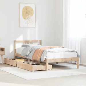 VidaXL Solid Pine Bed Frame - Support & Storage - 90x190cm VidaXL Solid Pine Bed Frame - Support & Storage - 90x190cm
