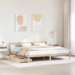 VIDAXL Pine Wood Bed Frame Support Two Drawers - Bed VIDAXL Pine Wood Bed Frame Support Two Drawers - Bed