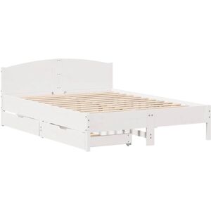 vidaXL White Bed Frame with Headboard - 120x190 cm Solid Pine Wood vidaXL White Bed Frame with Headboard - 120x190 cm Solid Pine Wood