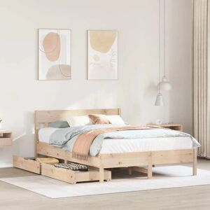 vidaXL 140x200 cm Bed Frame with Headboard - Solid Pine Wood vidaXL 140x200 cm Bed Frame with Headboard - Solid Pine Wood