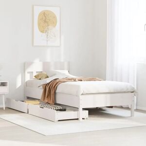 vidaXL Bed Frame White 75x190cm - Solid Wood Pine - Support & Storage vidaXL Bed Frame White 75x190cm - Solid Wood Pine - Support & Storage