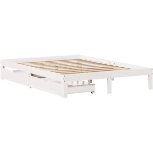 vidaXL Bed Frame with Drawers - 120x190 cm - White - Bed Type vidaXL Bed Frame with Drawers - 120x190 cm - White - Bed Type
