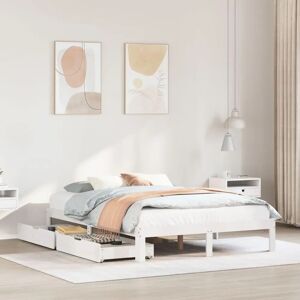 vidaXL Bed Frame with Drawers - 140x200 cm - White - Bed vidaXL Bed Frame with Drawers - 140x200 cm - White - Bed
