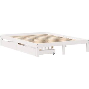 vidaXL White Pine Bed Frame with Drawers - Bed Type vidaXL White Pine Bed Frame with Drawers - Bed Type