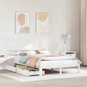 vidaXL Bed Frame with Drawers - 135x190 cm - White - Bed Type vidaXL Bed Frame with Drawers - 135x190 cm - White - Bed Type
