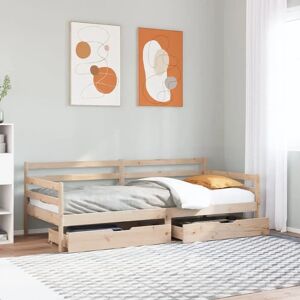 vidaXL Daybed with Drawers - 90x200 cm Solid Wood Pine Daybed with Storage - Daybed vidaXL Daybed with Drawers - 90x200 cm Solid Wood Pine Daybed with Storage - Daybed