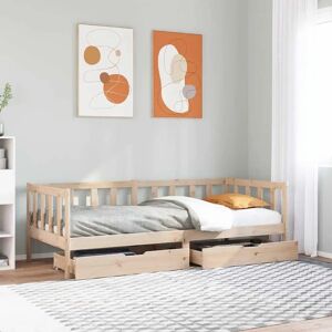 vidaXL Daybed with Drawers 90x200 cm Solid Wood - Daybed vidaXL Daybed with Drawers 90x200 cm Solid Wood - Daybed