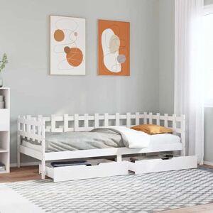 vidaXL Daybed with Drawers White 80x200 cm Solid Wood Pine - Daybed vidaXL Daybed with Drawers White 80x200 cm Solid Wood Pine - Daybed