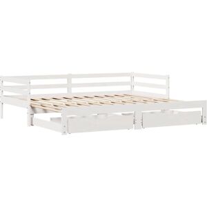 vidaXL White 80x200cm Extendable Daybed with Drawers vidaXL White 80x200cm Extendable Daybed with Drawers