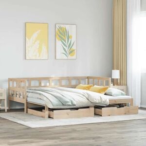 vidaXL Daybed with Trundle and Drawers - Daybed 90x200 cm Solid Wood Pine vidaXL Daybed with Trundle and Drawers - Daybed 90x200 cm Solid Wood Pine