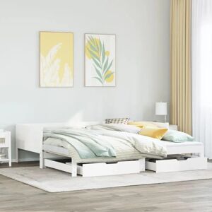 vidaXL Daybed with Trundle and Drawers - White 80x200cm vidaXL Daybed with Trundle and Drawers - White 80x200cm