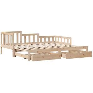 vidaXL Daybed with Trundle and Drawers - 90x200 cm - Solid Wood Pine vidaXL Daybed with Trundle and Drawers - 90x200 cm - Solid Wood Pine