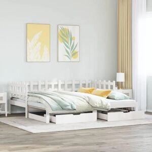vidaXL Daybed with Trundle & Drawers - 80x200 cm - Solid Pine Wood Daybed vidaXL Daybed with Trundle & Drawers - 80x200 cm - Solid Pine Wood Daybed