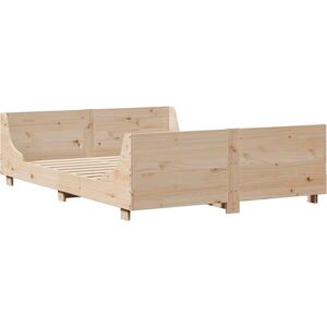 vidaXL 140x200 cm Bed Frame with Headboard - Wooden Bed Base in White vidaXL 140x200 cm Bed Frame with Headboard - Wooden Bed Base in White