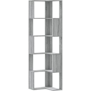 vidaXL Corner Bookcase 5-Tier Grey Sonoma - Corner Storage Shelf vidaXL Corner Bookcase 5-Tier Grey Sonoma - Corner Storage Shelf