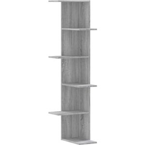 vidaXL Grey Sonoma Wall Corner Shelf - Wall Mounted, 36.5x36.5x140 cm - Wall Corner Shelf vidaXL Grey Sonoma Wall Corner Shelf - Wall Mounted, 36.5x36.5x140 cm - Wall Corner Shelf