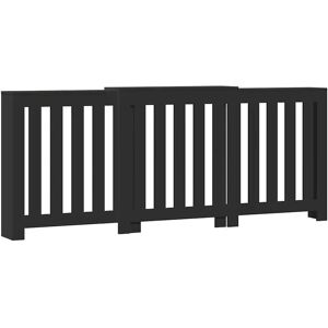 vidaXL Black Engineered Wood Radiator Cover - Modern Slatted Design vidaXL Black Engineered Wood Radiator Cover - Modern Slatted Design