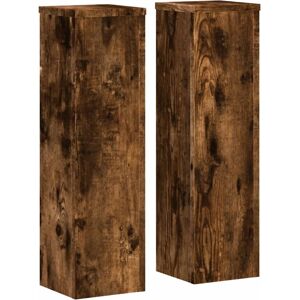 vidaXL Plant Stand 2pcs Smoked Oak 17x17x60 cm - Plant Stand vidaXL Plant Stand 2pcs Smoked Oak 17x17x60 cm - Plant Stand