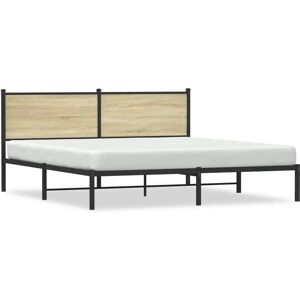 vidaXL Metal Bed Frame with Headboard Sonoma Oak 180x200 cm - Bed Type vidaXL Metal Bed Frame with Headboard Sonoma Oak 180x200 cm - Bed Type