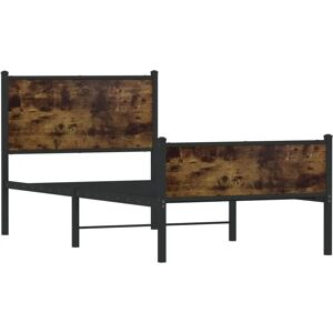 vidaXL Metal Bed Frame with Headboard & Footboard Smoked Oak 90x190 cm Single vidaXL Metal Bed Frame with Headboard & Footboard Smoked Oak 90x190 cm Single