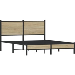 vidaXL Metal Bed Frame with Headboard - 137x190 cm - Bed Type: Bedstead - Color: Sonoma Oak vidaXL Metal Bed Frame with Headboard - 137x190 cm - Bed Type: Bedstead - Color: Sonoma Oak