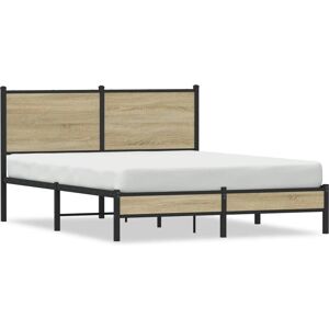 vidaXL Metal Bed Frame with Headboard Sonoma Oak 140x200 cm - Bed Type vidaXL Metal Bed Frame with Headboard Sonoma Oak 140x200 cm - Bed Type
