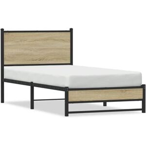 vidaXL Metal Bed Frame with Headboard Sonoma Oak 90x190 cm Single vidaXL Metal Bed Frame with Headboard Sonoma Oak 90x190 cm Single