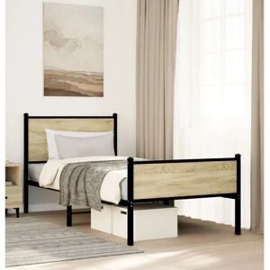 vidaXL Metal Bed Frame with Headboard and Footboard - Sonoma Oak - Bed - 90x200 cm vidaXL Metal Bed Frame with Headboard and Footboard - Sonoma Oak - Bed - 90x200 cm