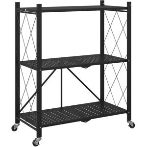 Étagère de rangement avec roues noire 71x34x88 cm acier - Étagère - Publicité Étagère de rangement avec roues noire 71x34x88 cm acier - Étagère - Publicité