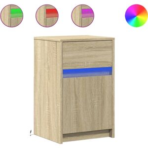 vidaXL Natbord - 2 stk - Sonoma eg - LED-lys vidaXL Natbord - 2 stk - Sonoma eg - LED-lys