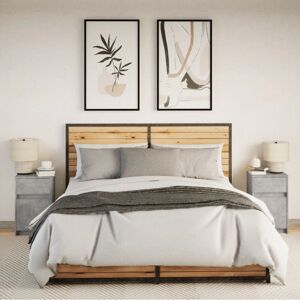 vidaXL Bedside Cabinet with LED Lights - 2 pcs - Concrete Grey - Nightstand - Engineered Wood vidaXL Bedside Cabinet with LED Lights - 2 pcs - Concrete Grey - Nightstand - Engineered Wood
