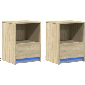 vidaXL Sonoma Oak Bedside Cabinet - LED Lights, 2 pcs vidaXL Sonoma Oak Bedside Cabinet - LED Lights, 2 pcs
