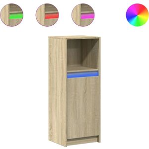 vidaXL Sonoma Eiche Sideboard mit LED - Wohnzimmermöbel - 38x34x100 cm vidaXL Sonoma Eiche Sideboard mit LED - Wohnzimmermöbel - 38x34x100 cm