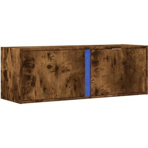 vidaXL TV Wall Cabinet with LED Lights Smoked Oak - TV Wall Cabinet vidaXL TV Wall Cabinet with LED Lights Smoked Oak - TV Wall Cabinet