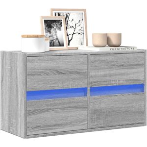 vidaXL TV Wall Cabinet with LED Lights Grey Sonoma 80x31x45 cm - TV Wall Cabinet vidaXL TV Wall Cabinet with LED Lights Grey Sonoma 80x31x45 cm - TV Wall Cabinet