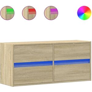 vidaXL Sonoma Oak 100x31x45 cm TV Wall Cabinet with LED Lights vidaXL Sonoma Oak 100x31x45 cm TV Wall Cabinet with LED Lights
