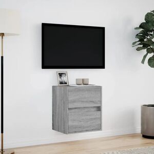 vidaXL TV Wall Cabinet with LED Lights Grey Sonoma 130x31x45 cm - TV Cabinet vidaXL TV Wall Cabinet with LED Lights Grey Sonoma 130x31x45 cm - TV Cabinet