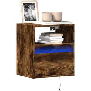 vidaXL TV Wall Cabinet with LED Lights Smoked Oak - TV Wall Cabinet vidaXL TV Wall Cabinet with LED Lights Smoked Oak - TV Wall Cabinet