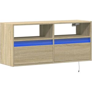 vidaXL TV Wall Cabinet with LED Lights Sonoma Oak 100x31x45 cm - TV Cabinet vidaXL TV Wall Cabinet with LED Lights Sonoma Oak 100x31x45 cm - TV Cabinet