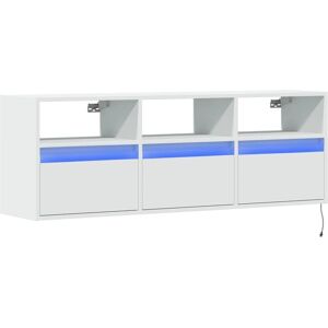 vidaXL White TV Wall Cabinet - LED Lights 130x31x45 cm vidaXL White TV Wall Cabinet - LED Lights 130x31x45 cm