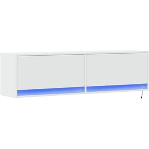 vidaXL Wit TV-Wandkast met LED-lichten 100x31x38 cm - Wandmeubel vidaXL Wit TV-Wandkast met LED-lichten 100x31x38 cm - Wandmeubel