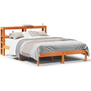 vidaXL Bed Frame with Headboard - 140x190 cm, Brown, Pine Wood vidaXL Bed Frame with Headboard - 140x190 cm, Brown, Pine Wood