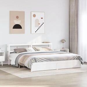 vidaXL Bed Frame with Headboard Bed Base White 200x200 cm Solid Wood Pine - Bed Frame vidaXL Bed Frame with Headboard Bed Base White 200x200 cm Solid Wood Pine - Bed Frame