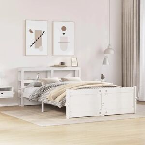 vidaXL Bed Frame with Headboard - Bed White 135x190 cm - Solid Wood Pine vidaXL Bed Frame with Headboard - Bed White 135x190 cm - Solid Wood Pine